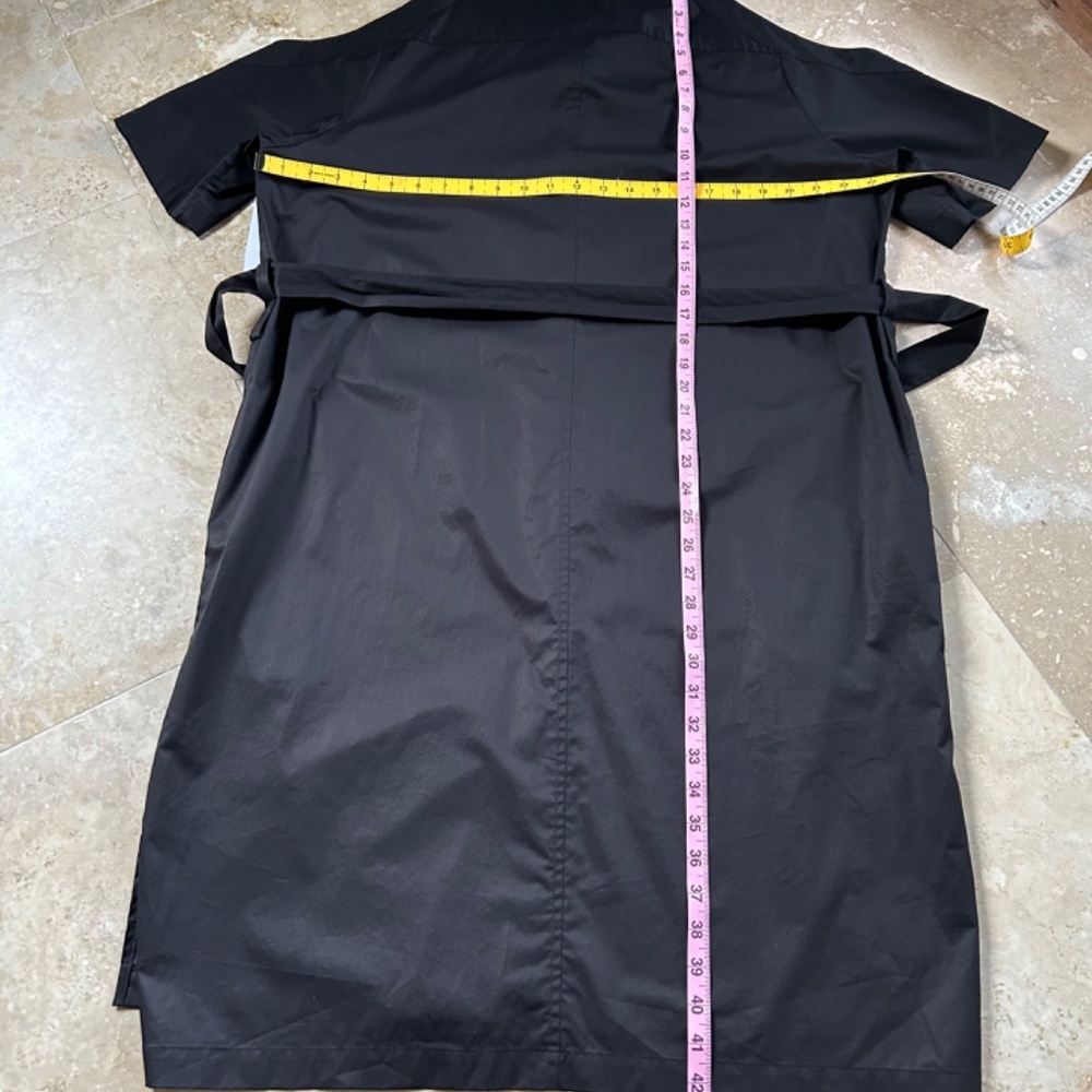 DKNY Black Cold Shoulder Cotton Shirt Dress With Belt, Size L - Picture 12 of 16
